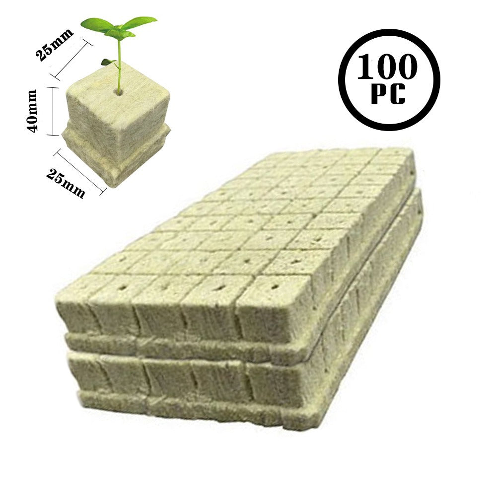 Rockwool Hydroponic Seedling Cubes – 100pcs Sterile Grow Plugs for Soil-Free Plant Starts
