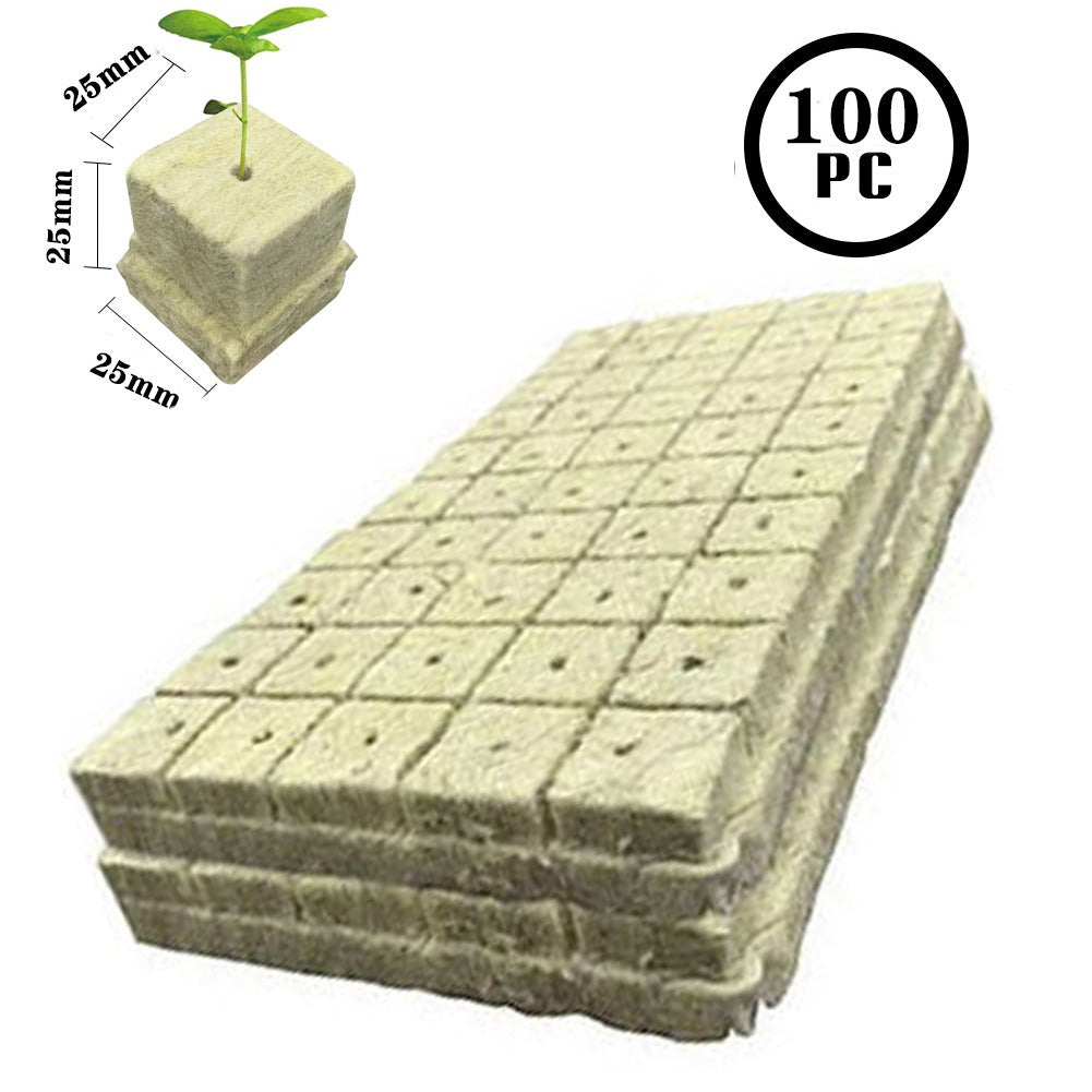Rockwool Hydroponic Seedling Cubes – 100pcs Sterile Grow Plugs for Soil-Free Plant Starts