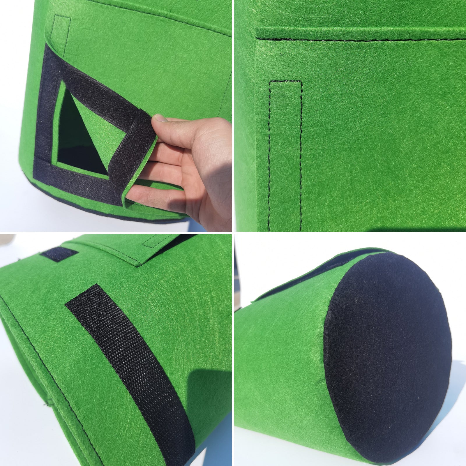 Thick Green Felt Planting Bags with Windows for Potatoes
